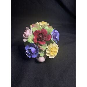 Best Denton China - Floral Bouquet in Pink Shell Display VTG from England